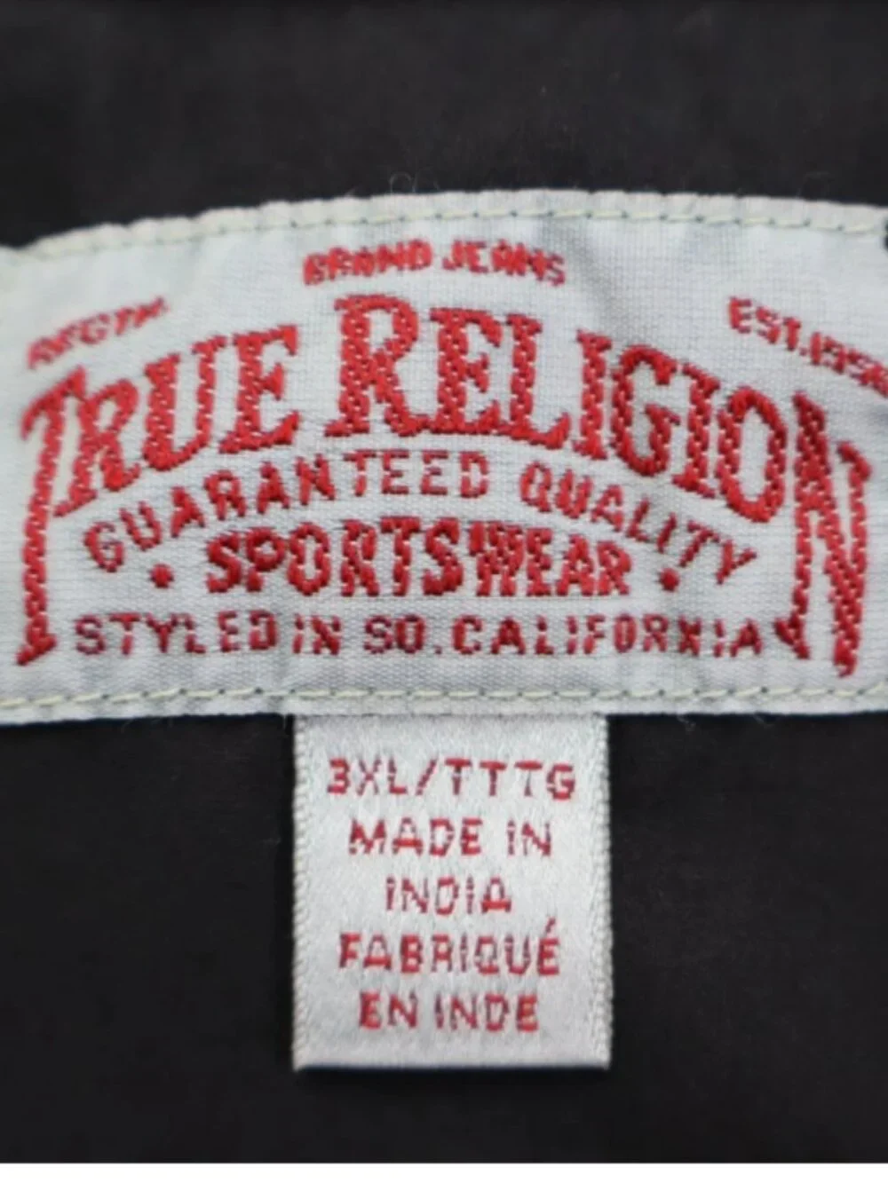 True Religion Solid Single Pocket Slim Long Sleeve Men's Shirt 3XL Cotton Black